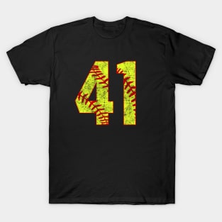 Fastpitch Softball Number 41 #41 Softball Shirt Jersey Uniform Favorite Player Biggest Fan T-Shirt